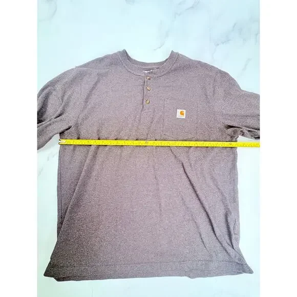 Carhartt XL Heavyweight Henley Long Sleeve Pocket Shirt Loose Fit Workwear - Picture 7 of 7